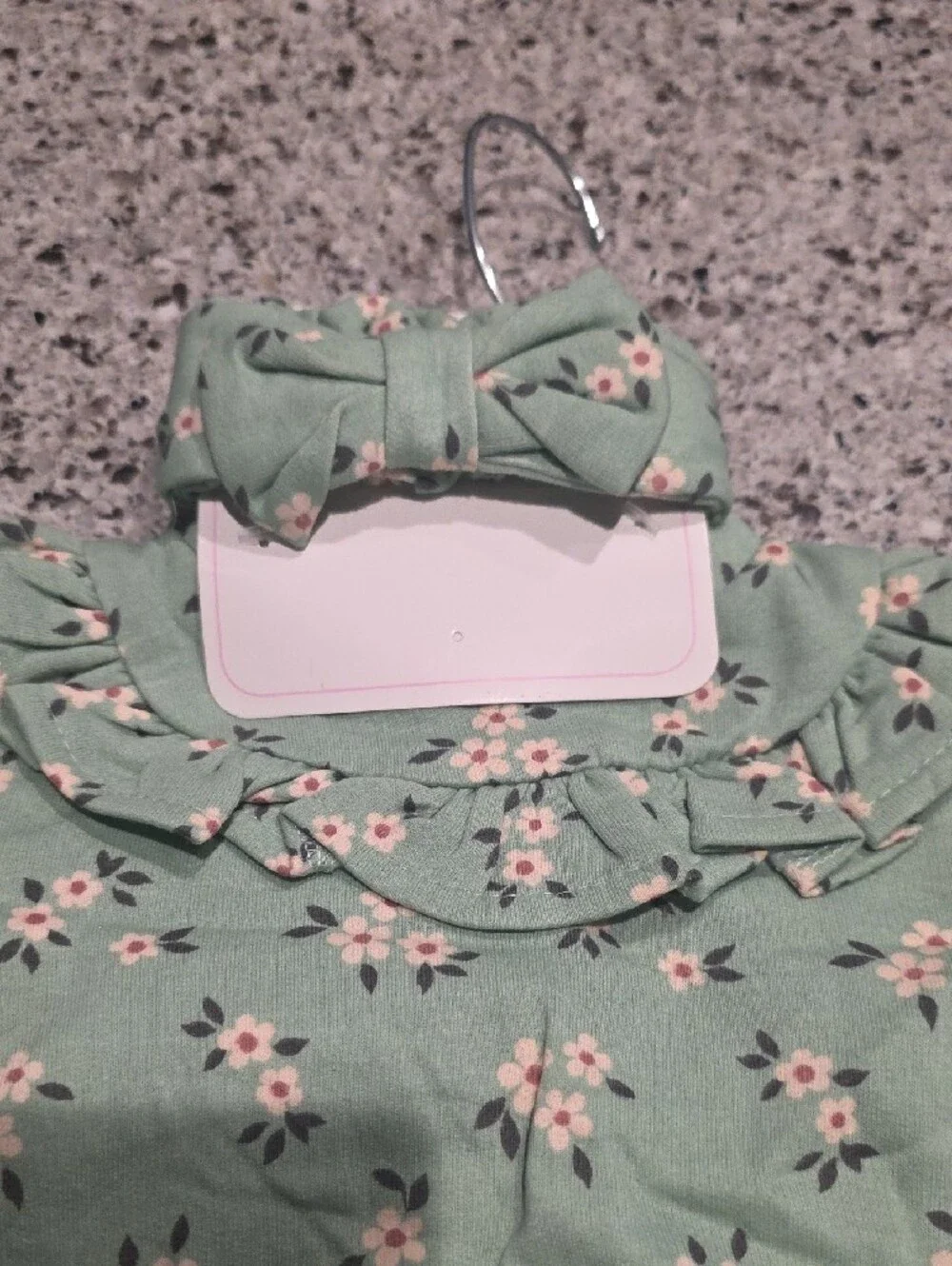 Nicole Miller Mint Green Floral Ruffle Pajama Set with Headband